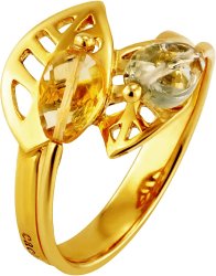 Кольцо из золота с кварцем и цитрином (Арт.xb018jcq)