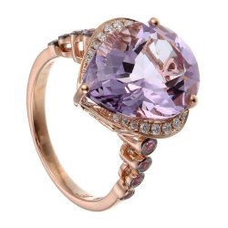 Кольцо из золота с аметистом и бриллиантом (Арт.rg-33167_ko_ps_am_pink)