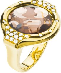Кольцо из золота с бриллиантом и топазом (Арт.k21cafpg)