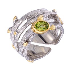 Серебряное кольцо BEAVERS с хризолитом 1196h