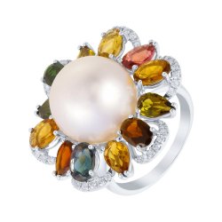 Кольцо из белого золота с бриллиантом и жемчугом (Арт.mr90844t-1_ko_tuc_wp_wg)